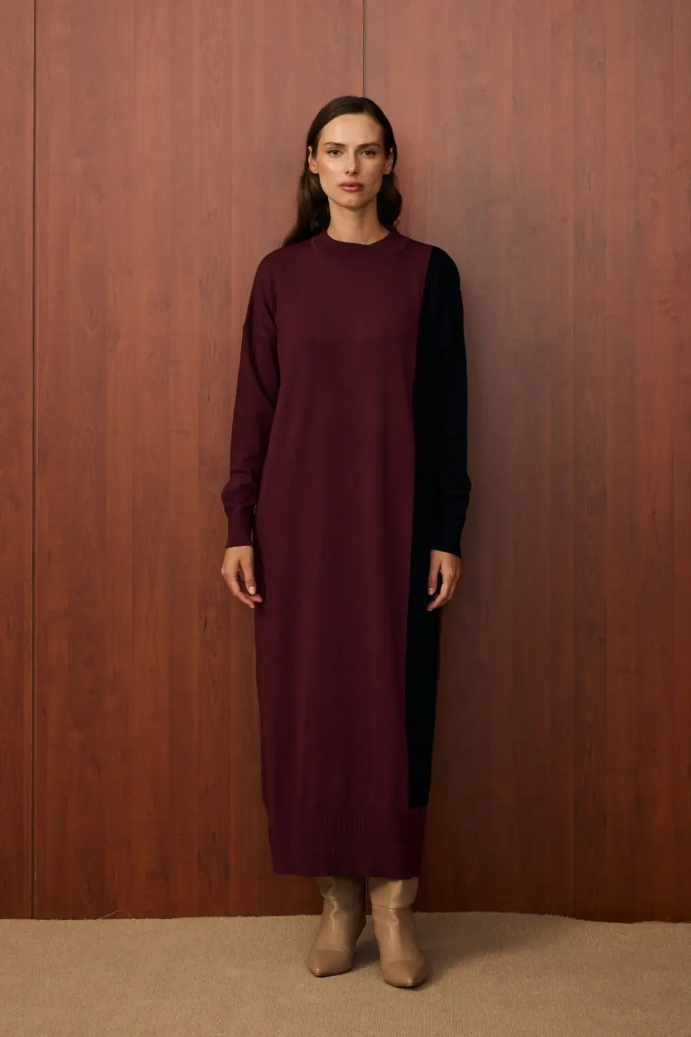 Blok Elbise-Bordo-MRW-1504
