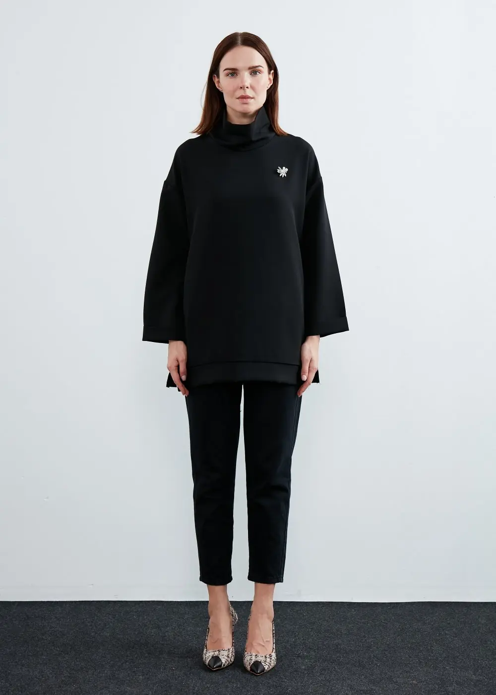 Yüksek Yaka Tunik-Siyah
