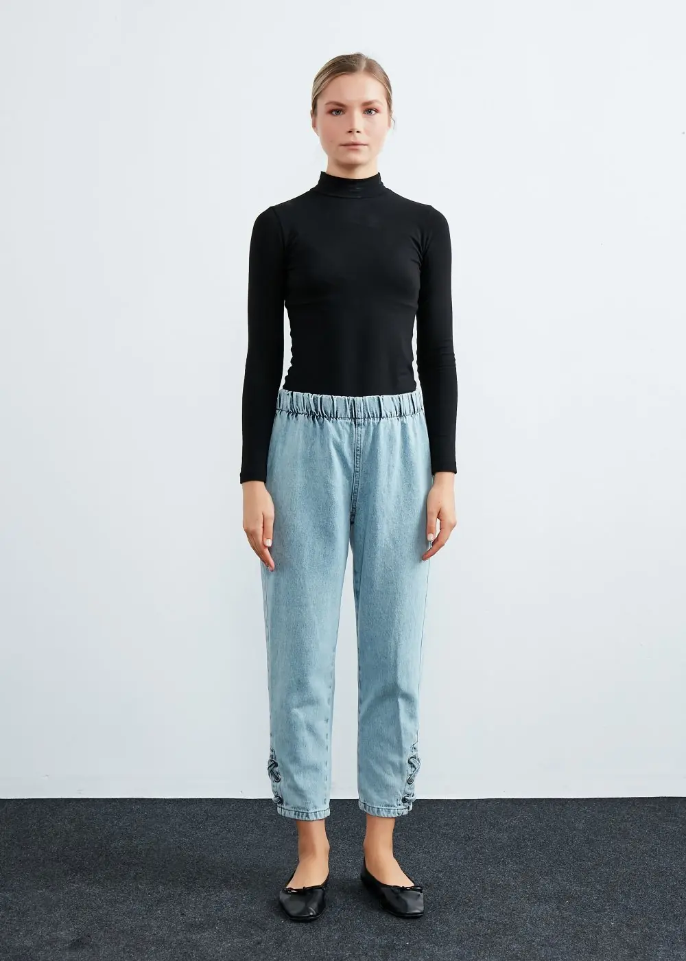 Kuş Gözlü Denim-Açık Mavi