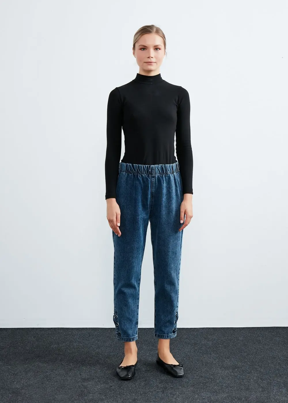 Kuş Gözlü Denim-Mavi