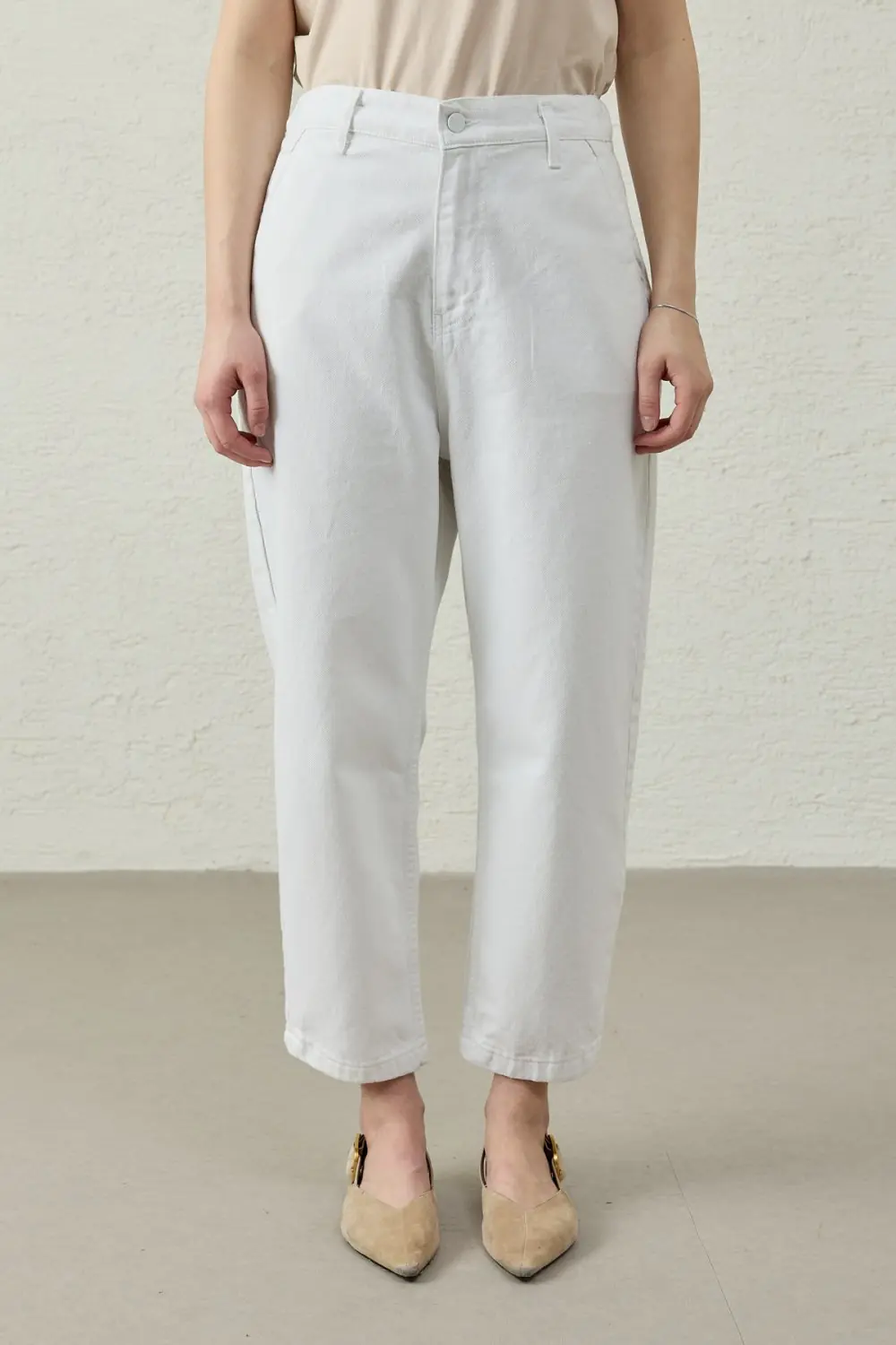 New Basıc Denim Pantolon-Beyaz-MRW-1769