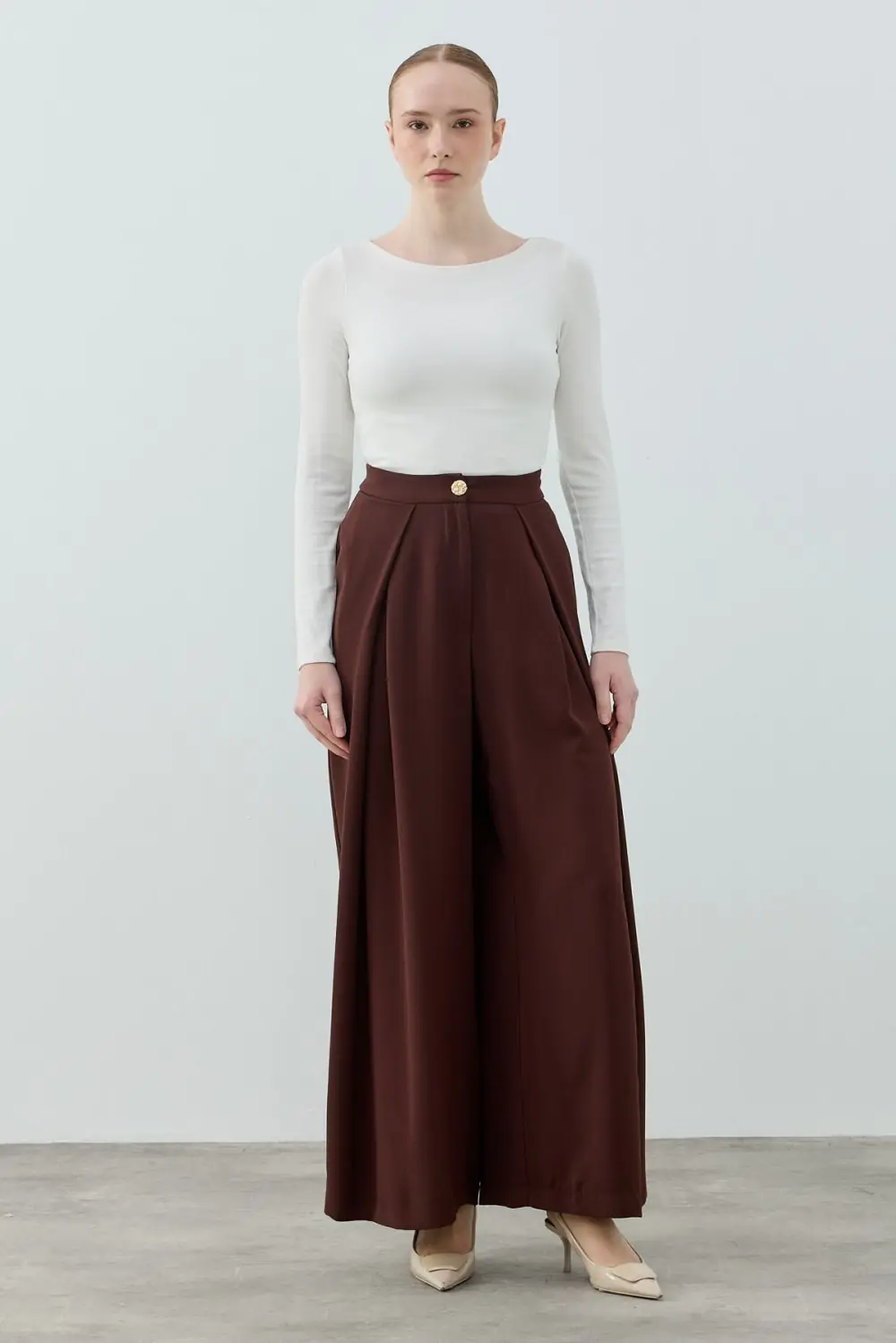 Dixi Krep Pantolon-Acı Kahve -MRW-1652