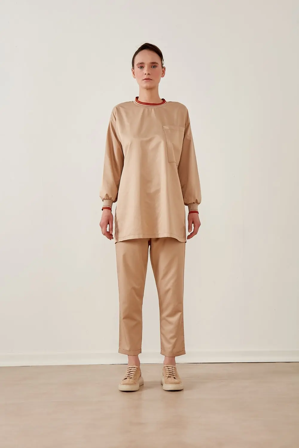 Ribanalı Cepli Tunik - Camel