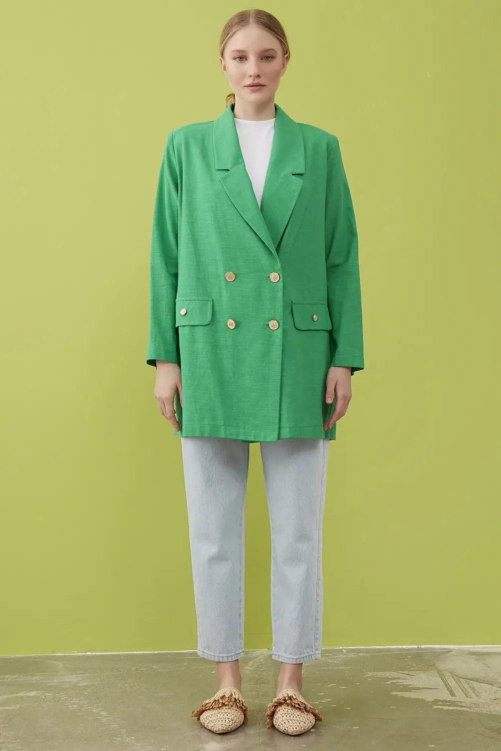 Keten Blazer Ceket-Benetton