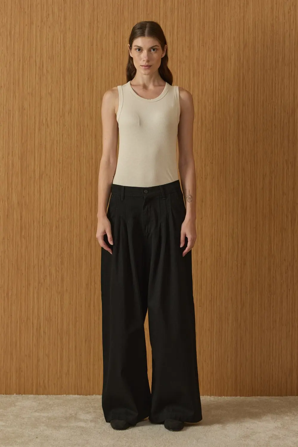 Pileli Denim Pantolon-Siyah-MRW-1960