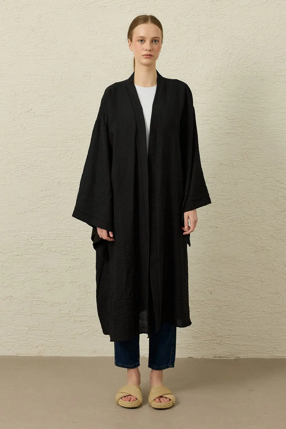 Havai Linen Kimono-Siyah-MRW-1844