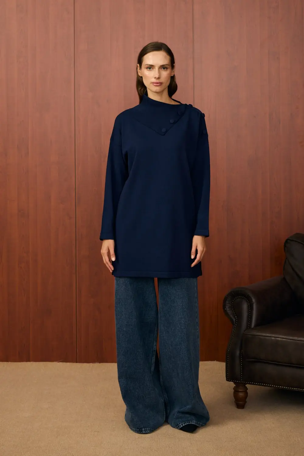 Yaka Verev Tunik-Lacivert-MRW-1558
