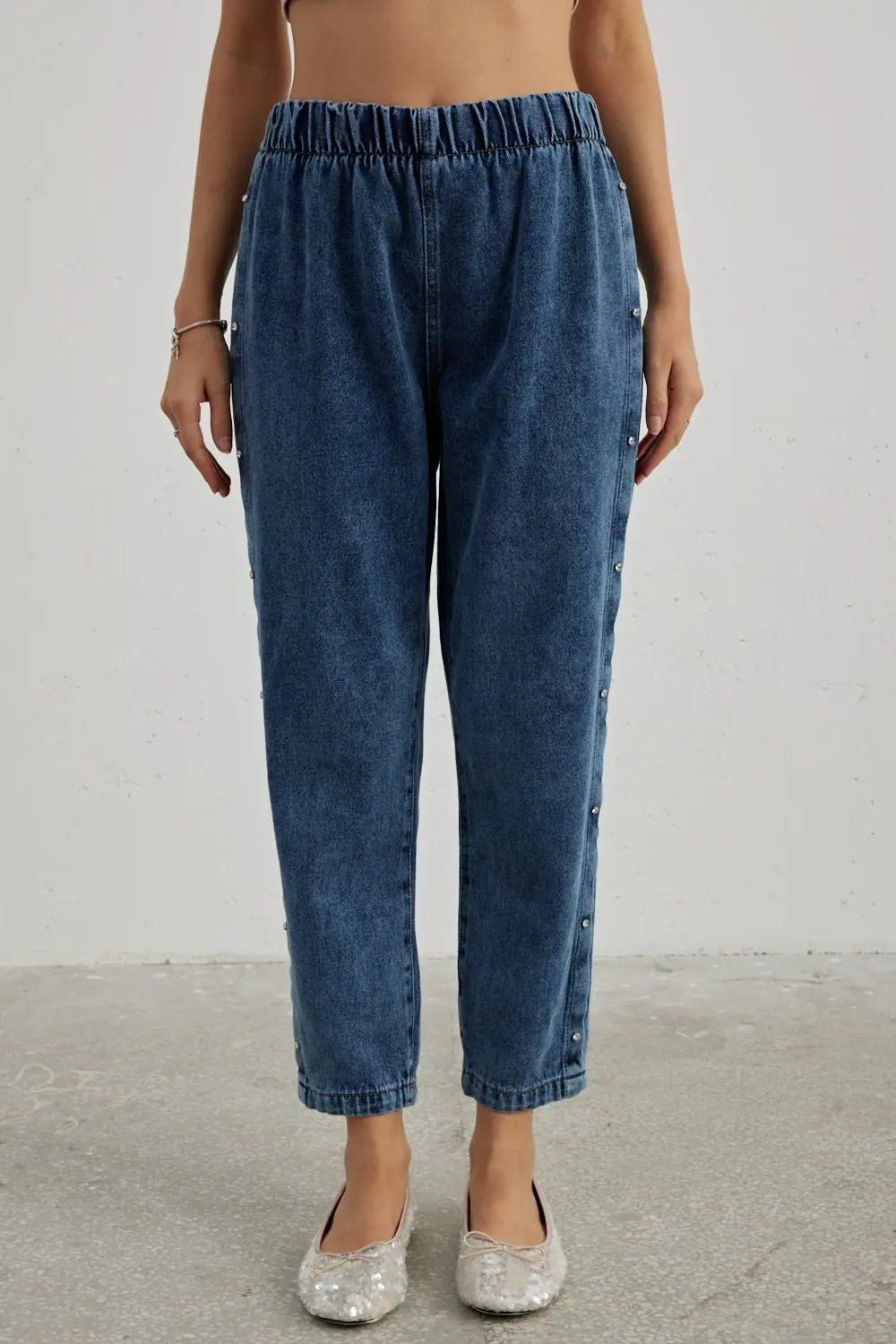 Yan Taş Detaylı Denim-K.Y.Mavi