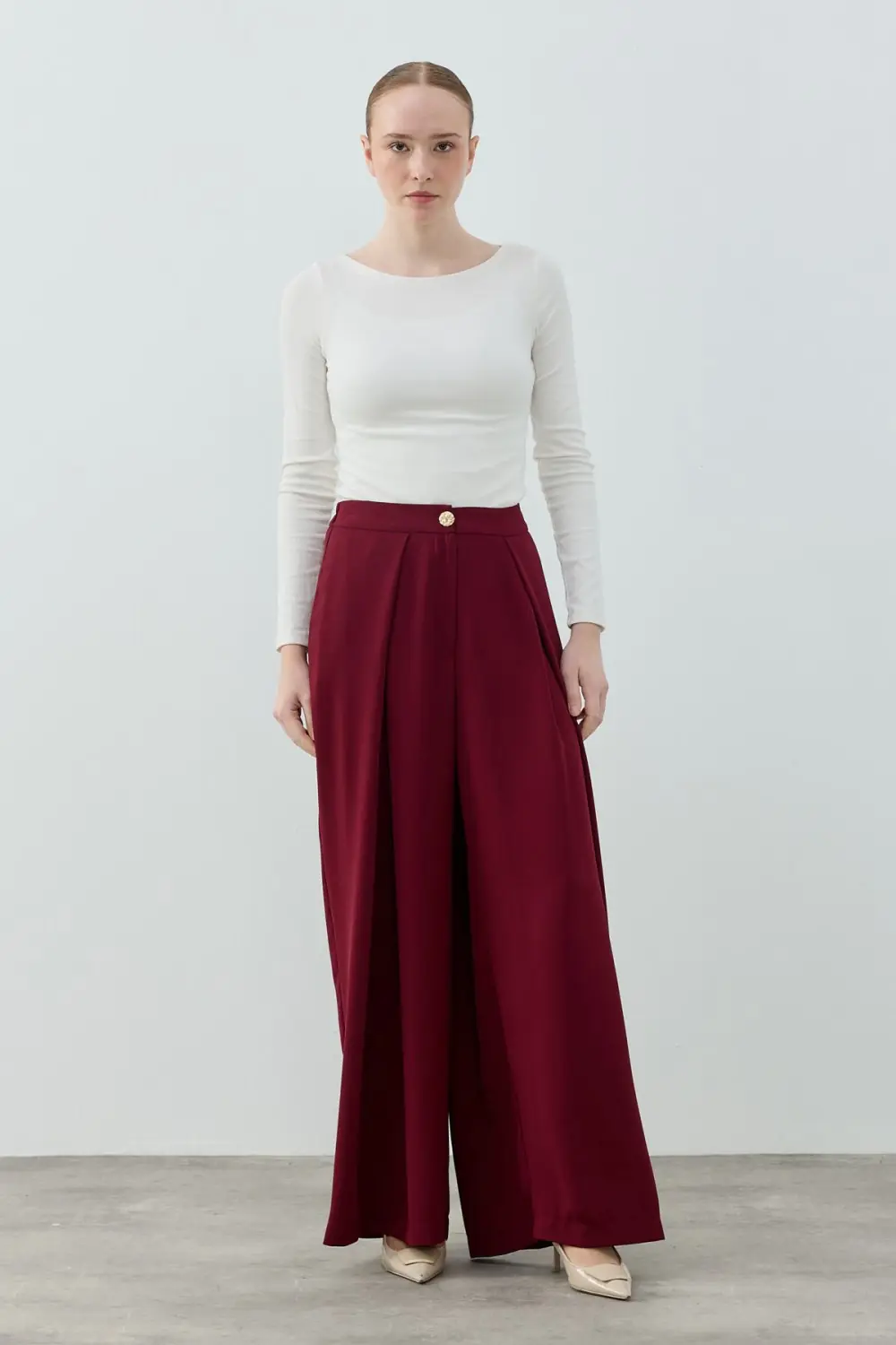 Dixi Krep Pantolon-Bordo -MRW-1652