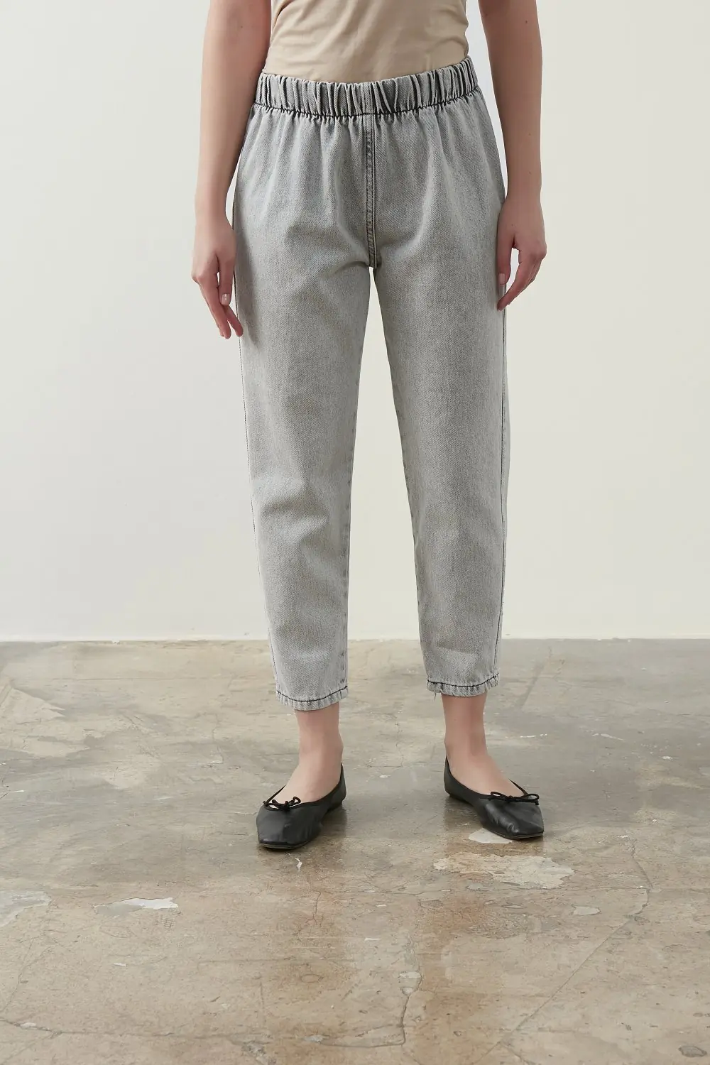 Peru Paça Denim Pantolon-Gri -MRW-1513