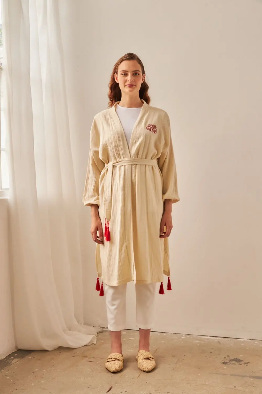 350-Kimono Püsküllü Kap