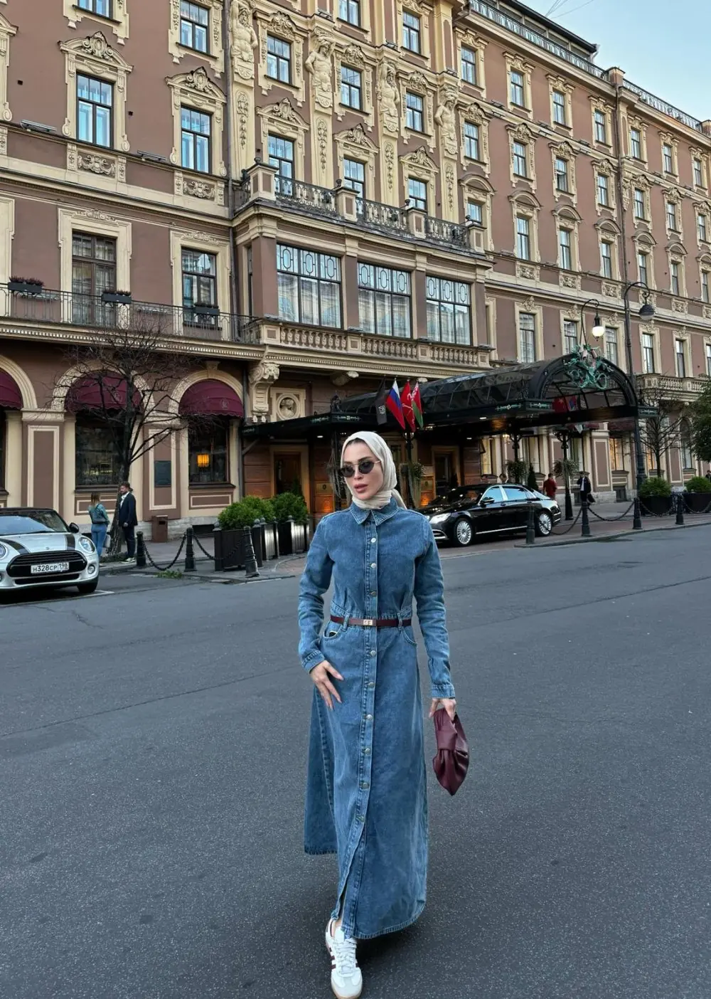 Denim Kot Elbise-Mavi