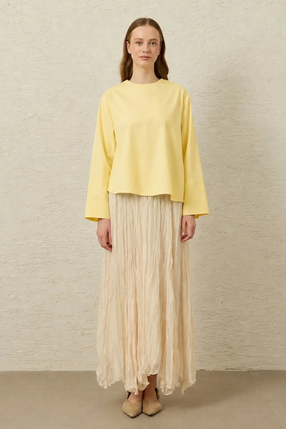 Verev Poplin Tunik-Sarı-MRW-1839