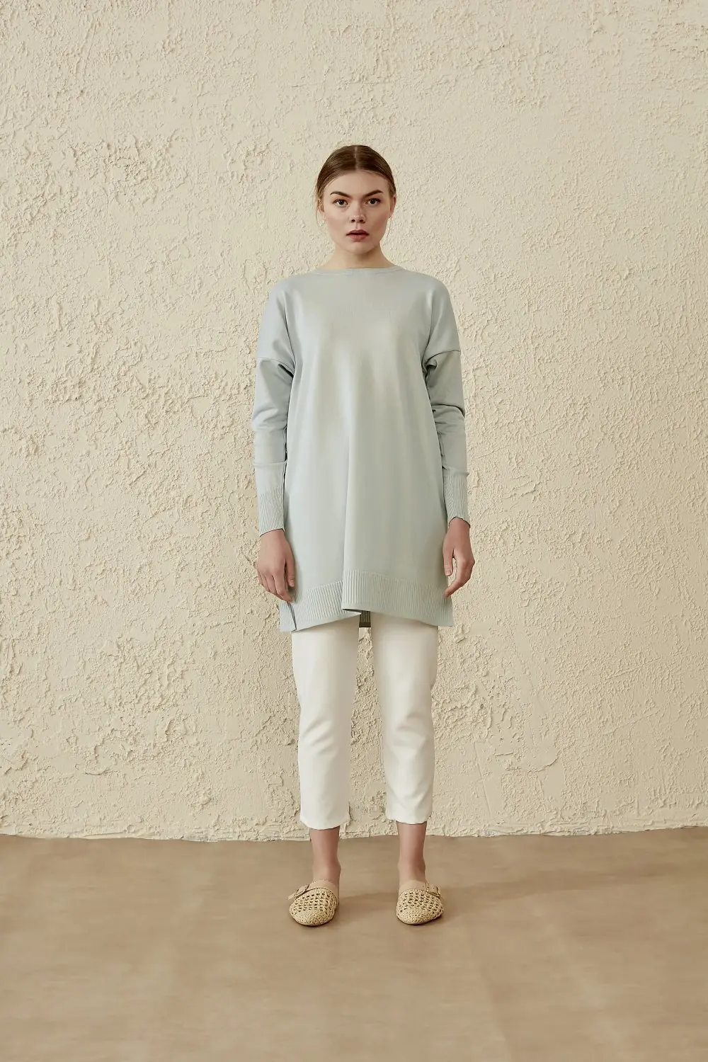 Merserize Düğmeli Tunik - Mint Yeşili