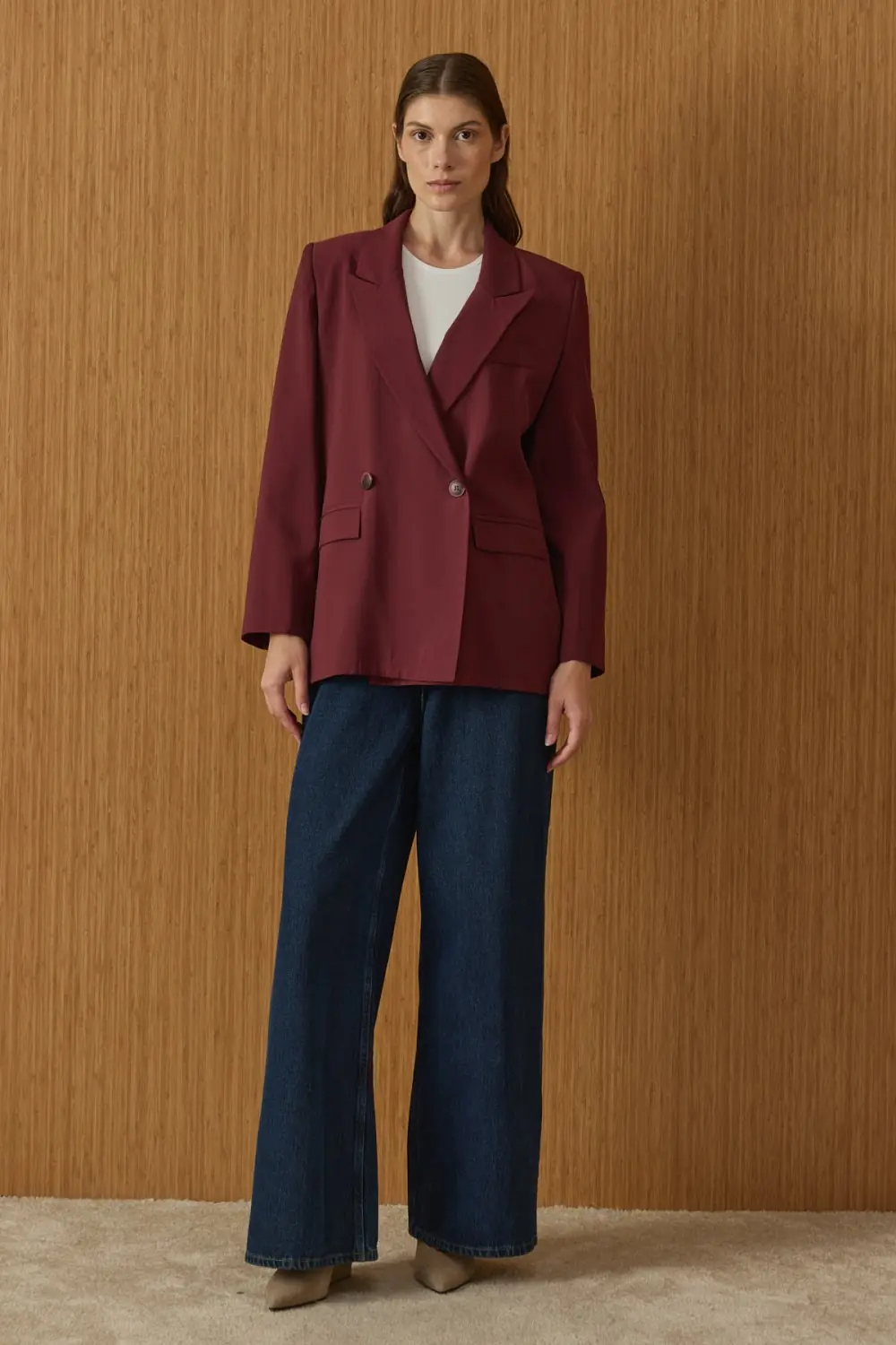 Blazer Ceket-Bordo -MRW-1806