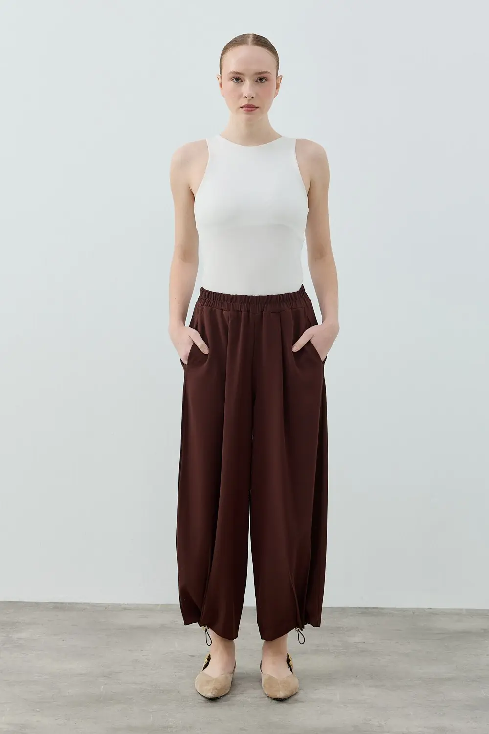 Spor Krep Pantolon-Kahverengi -MRW-1628