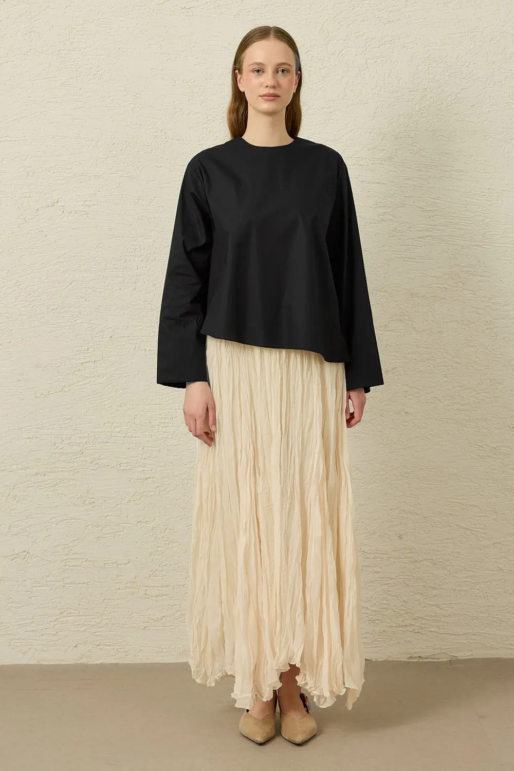 Verev Poplin Tunik-Siyah-MRW-1839