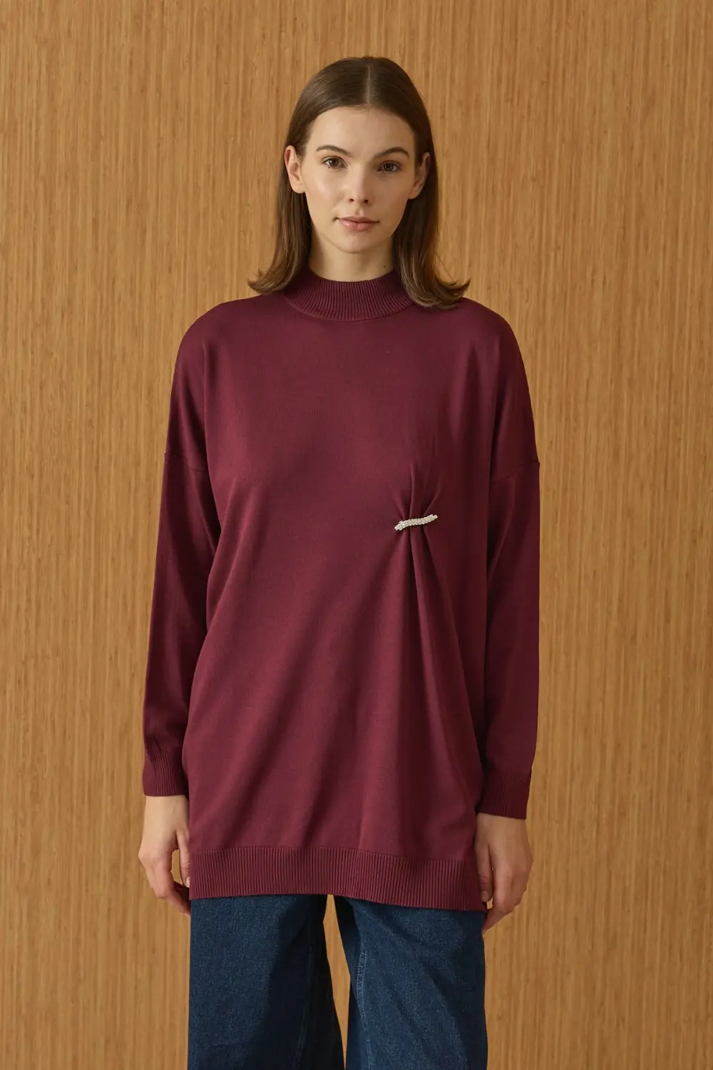 Broş Triko Tunik-Bordo-MRW-1922
