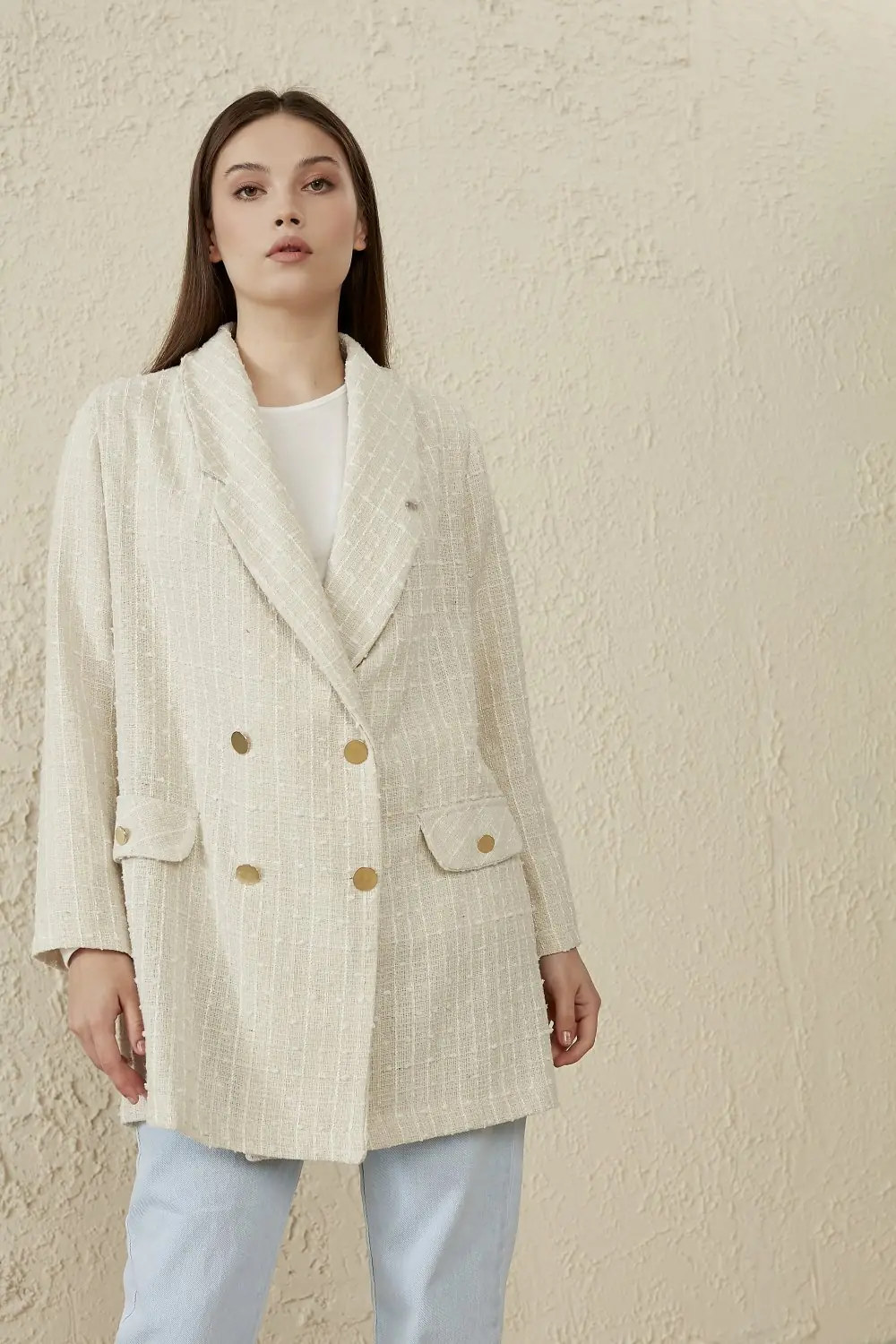 Blazer Ceket  Krem