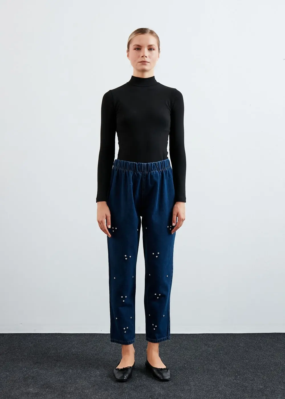 Komple Taşlı Denim-Lacivert