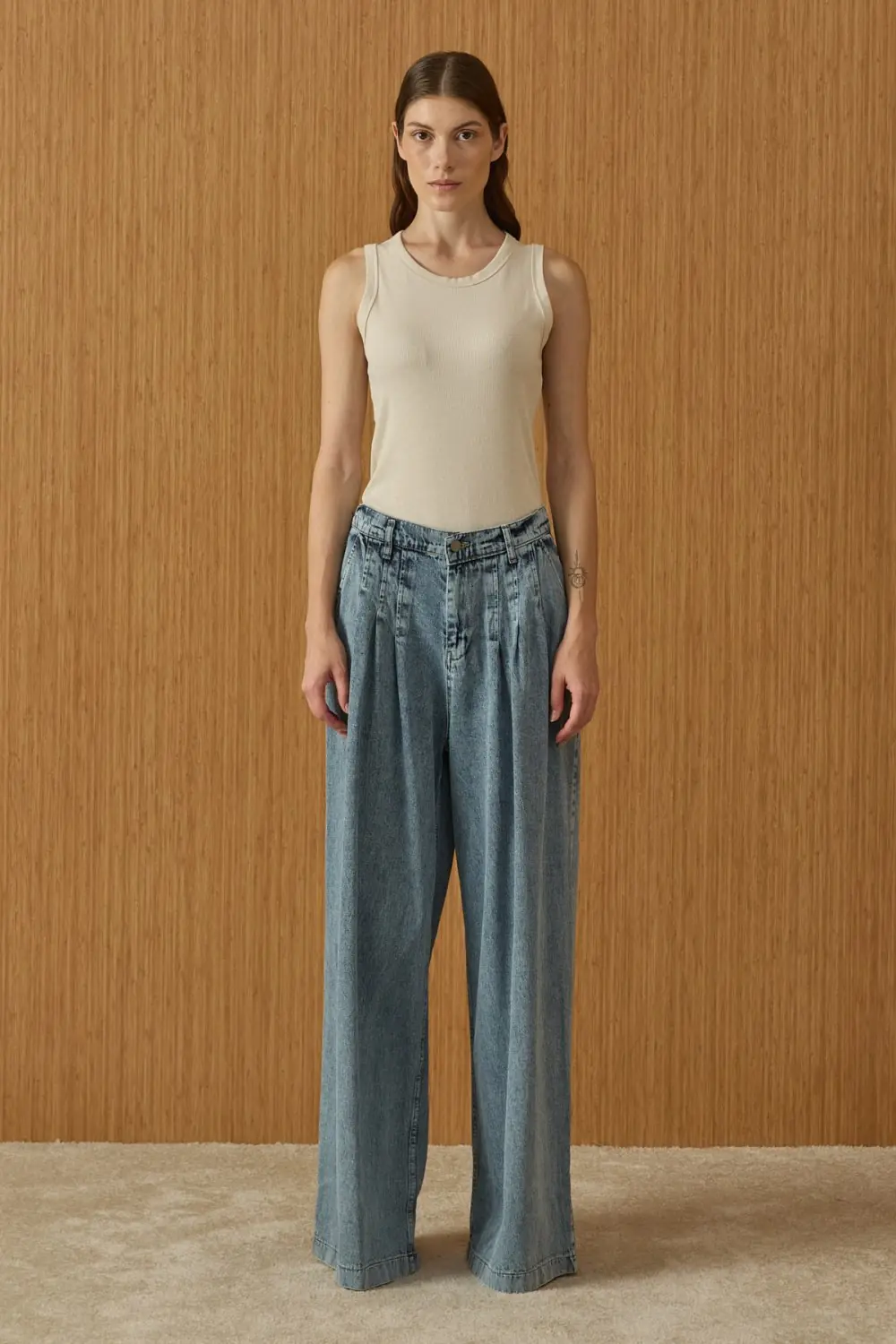 Pileli Denim Pantolon-Ky Mavi-MRW-1960