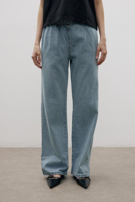 Palazzo Denim Pantolon-Ky Mavi