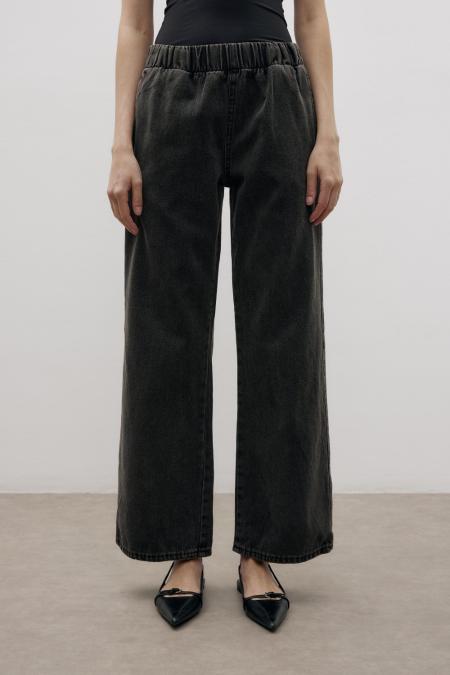 Palazzo Denim Pantolon-Tint Gri